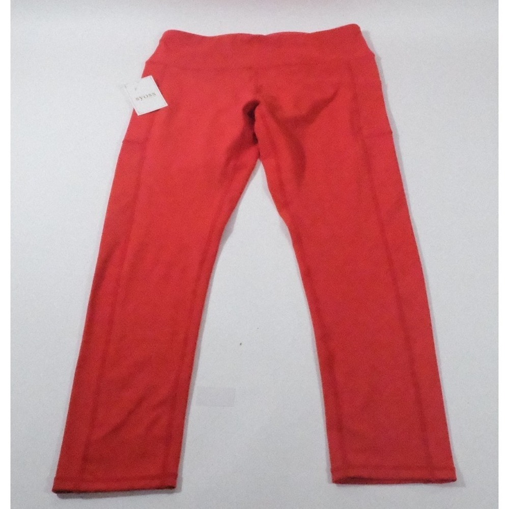 Syoss Leggings Womens XL Red Activewear High Waisted‎ Side Pockets Yoga Pants